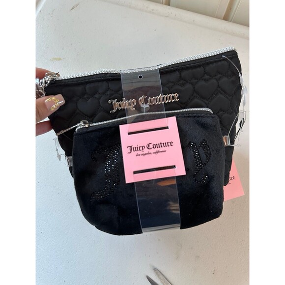 NWT Juicy Couture Dual Velvet Quilted Travel Cosmetic Bags Toiletry Bottle - Picture 2 of 4